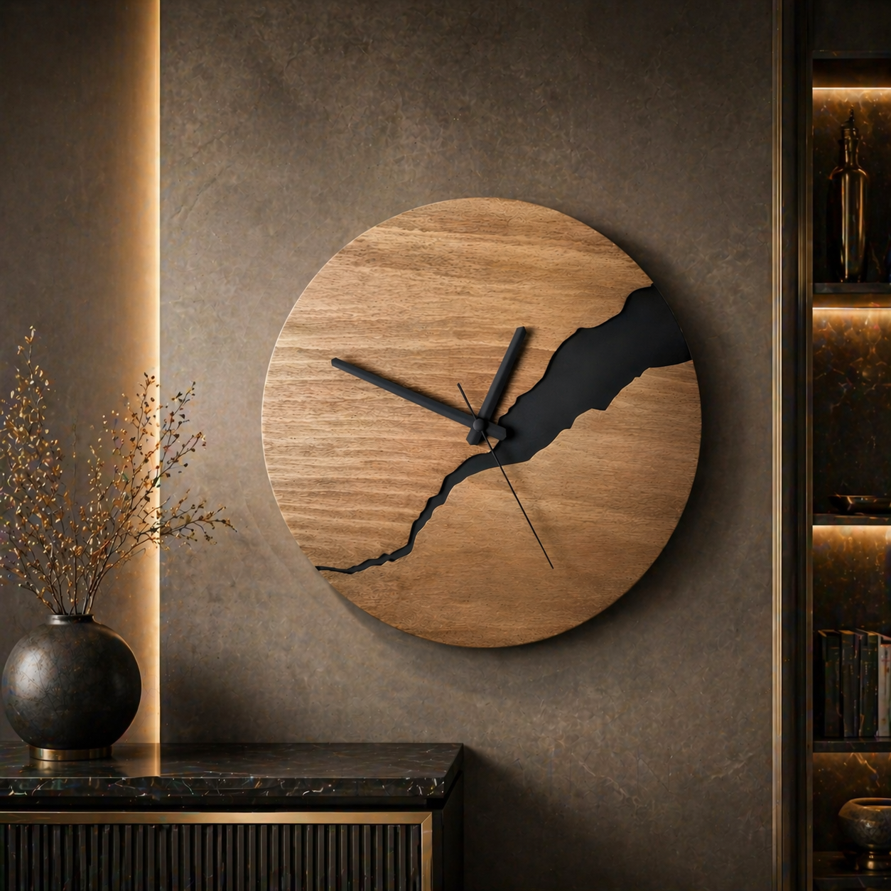 Nature-Inspired Wooden Wall Clock with Quartz Precision