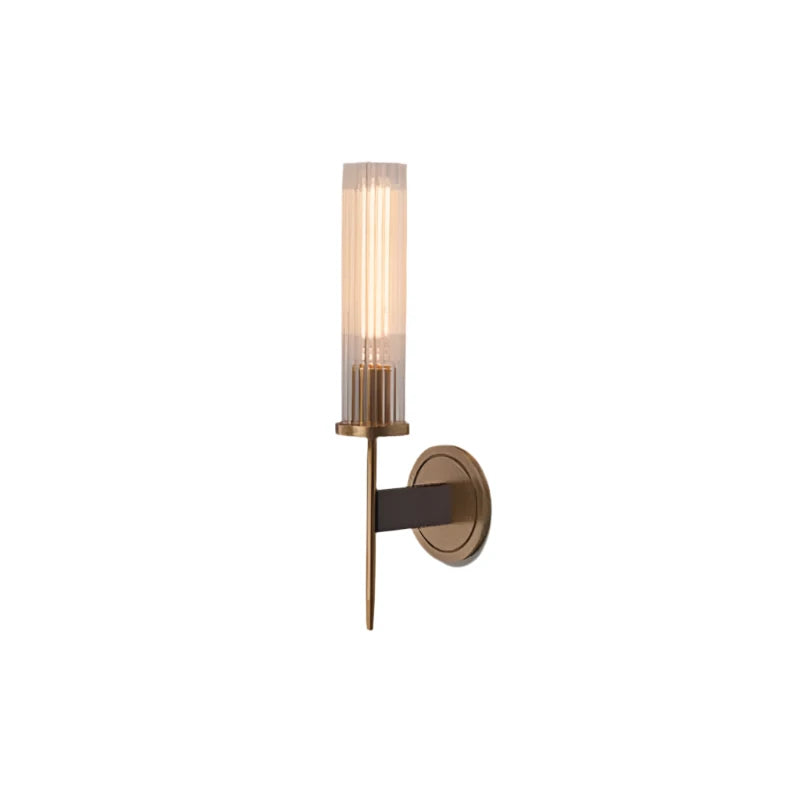 Sophisticated Ribbed Glass Wall Light with Brass Accents