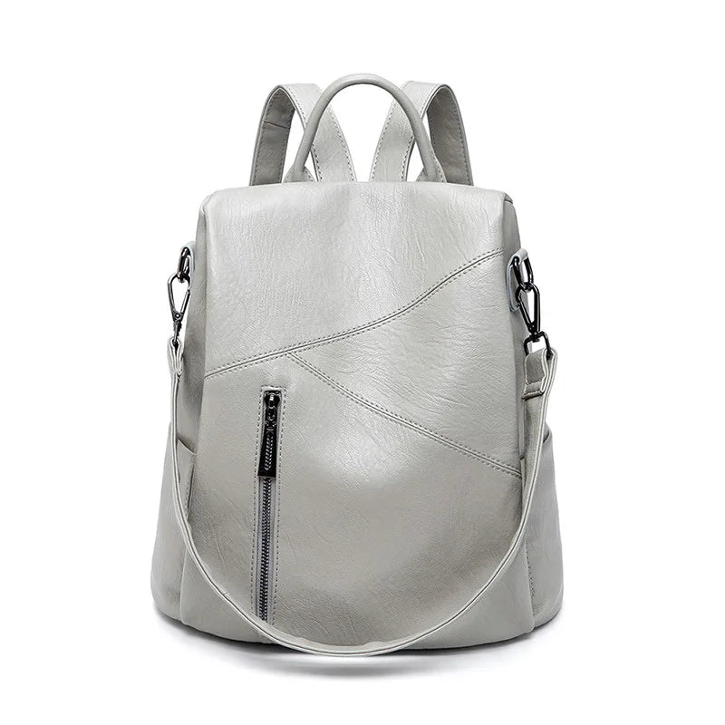 Sophisticated Women's Leather Travel Backpack with Security Features