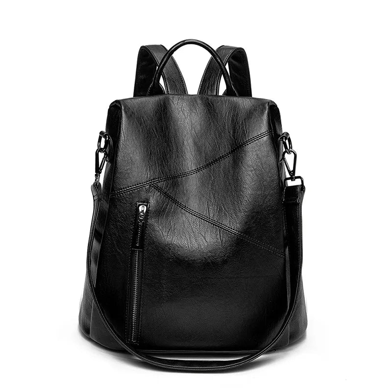 Sophisticated Women's Leather Travel Backpack with Security Features