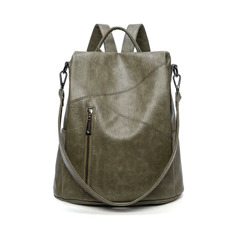 Sophisticated Women's Leather Travel Backpack with Security Features