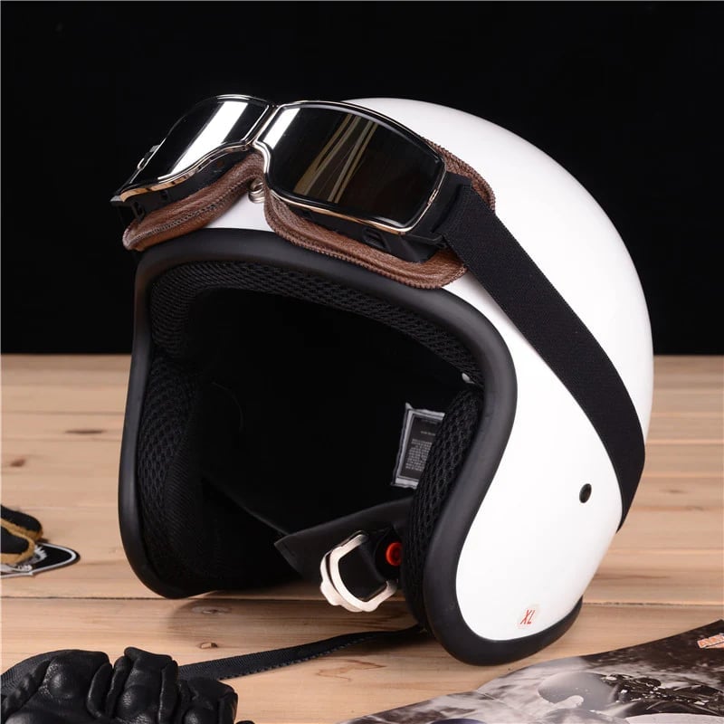 Motorcycle Goggles | UV Protection | Impact Resistant & Adjustable | Retro Style
