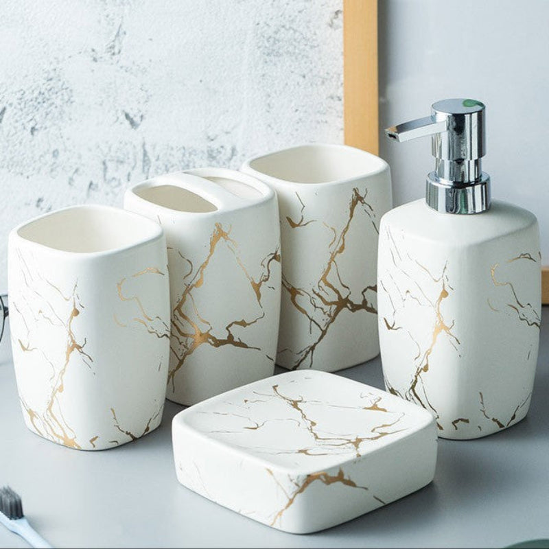 Ceramic Oral Care Organizer Set - Stylish and Functional