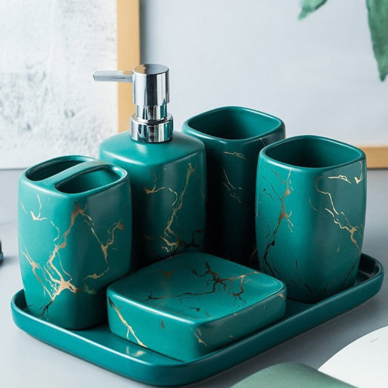 Ceramic Oral Care Organizer Set - Stylish and Functional