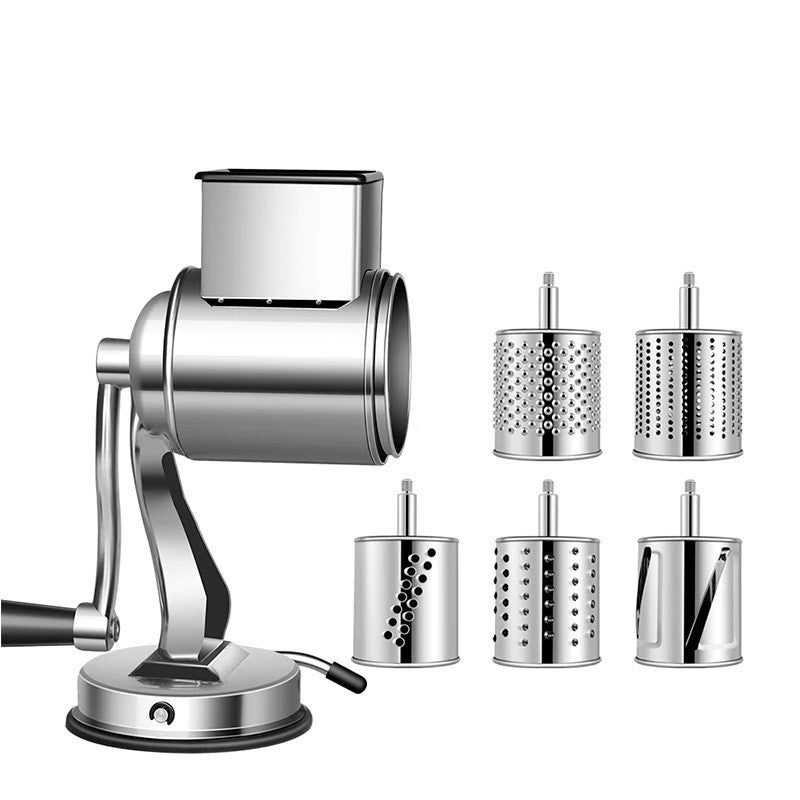 Versatile 5-Blade Cheese and Vegetable Shredder with Suction Base