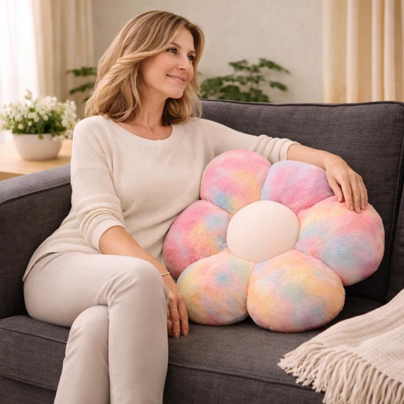 Vibrant Floral Accent Pillow with Soft Cotton Filling