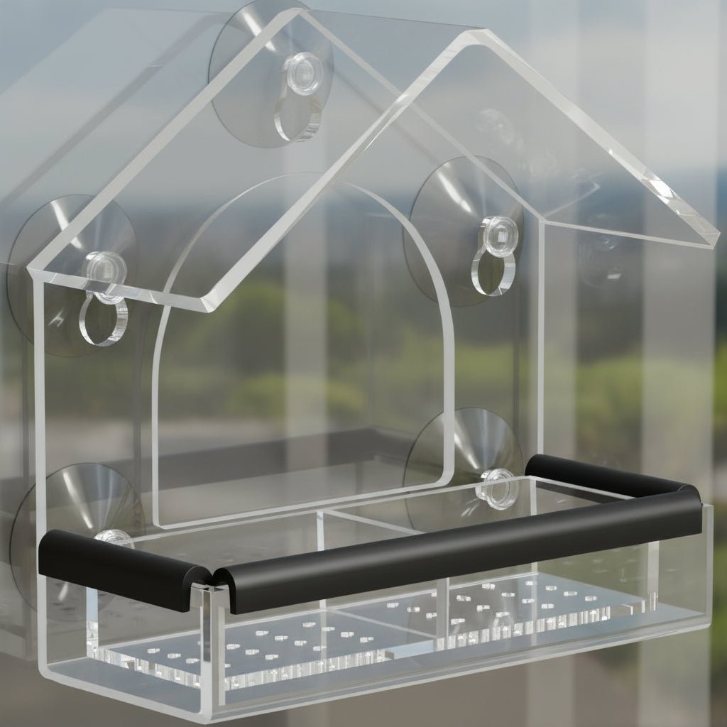 Transparent Bird Feeder with Secure Suction Attachment