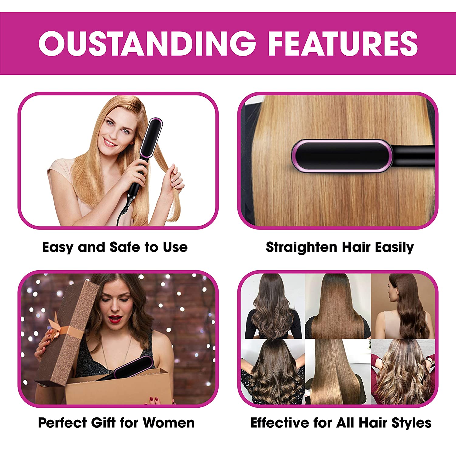2-in-1 Hair Straightener and Brush with Nano-Titanium Technology