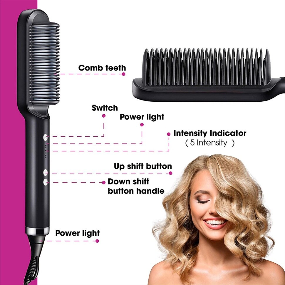 2-in-1 Hair Straightener and Brush with Nano-Titanium Technology