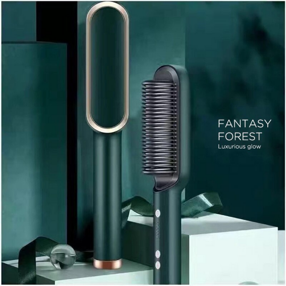 2-in-1 Hair Straightener and Brush with Nano-Titanium Technology