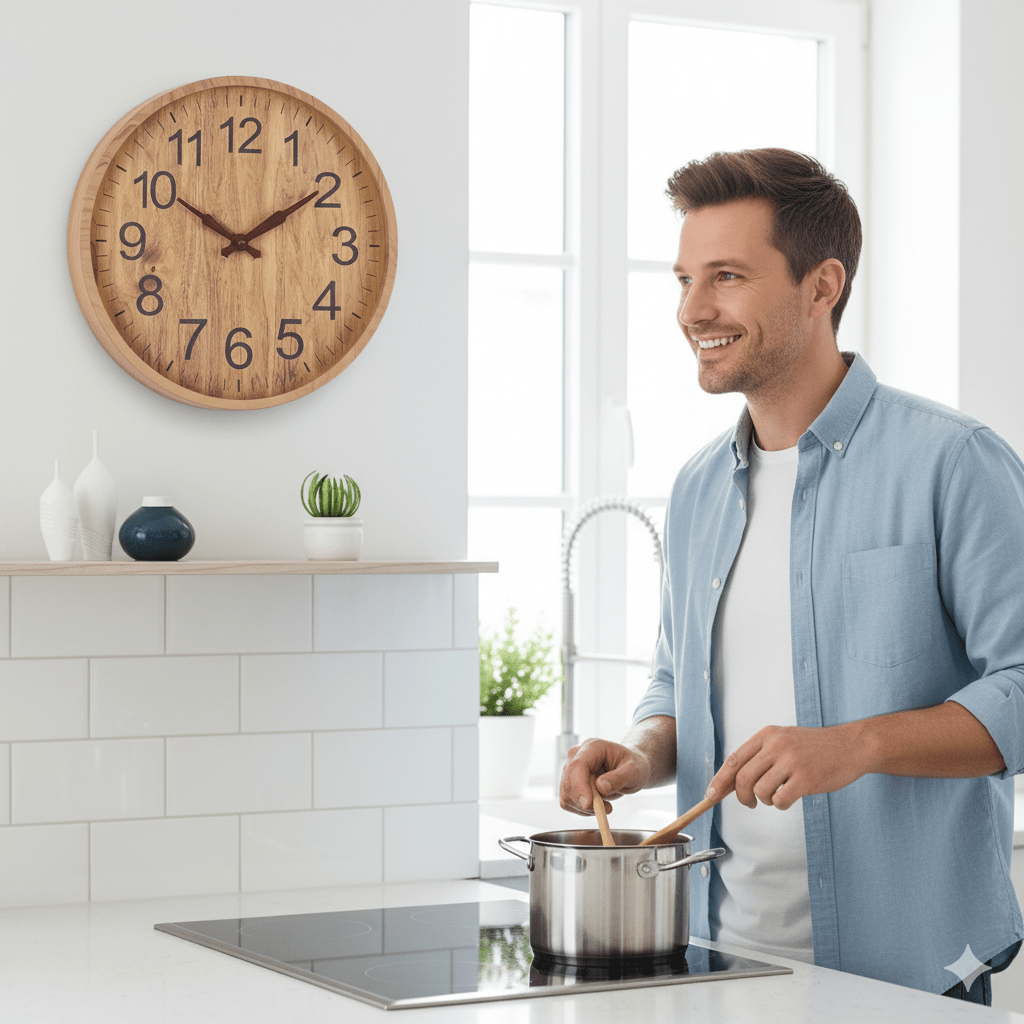 Serene Round Wooden Clock – 30 cm Quiet Elegance for Home Decor