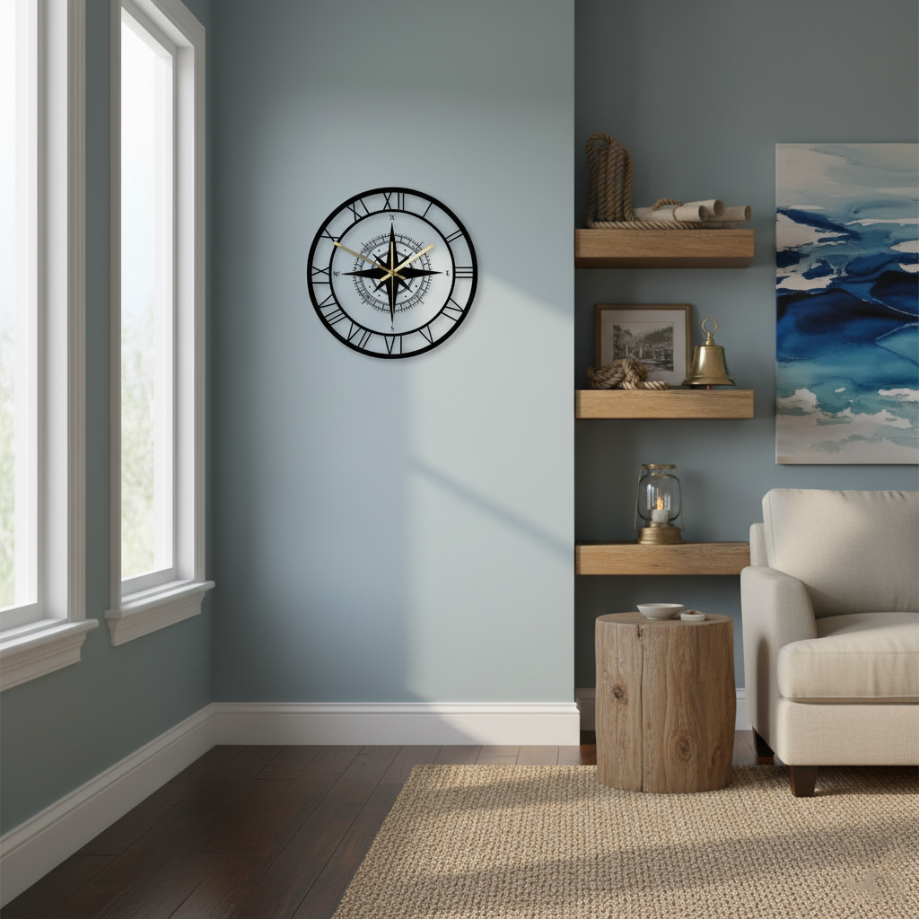 Seafarer's Compass Clock – Timeless Nautical Wall Art