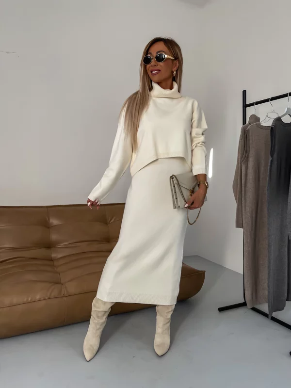 Mid-Length Dress with Turtleneck