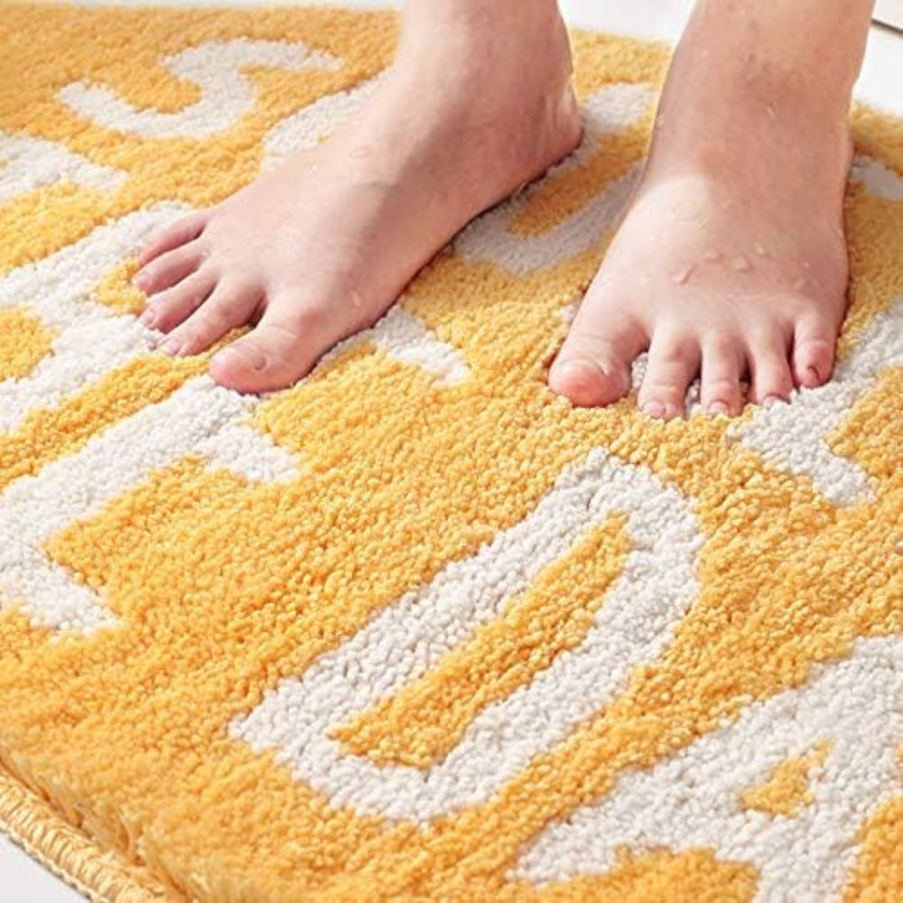 Lemon Delight Non-Slip Bath Mat - 55x63 cm Cotton Microfiber