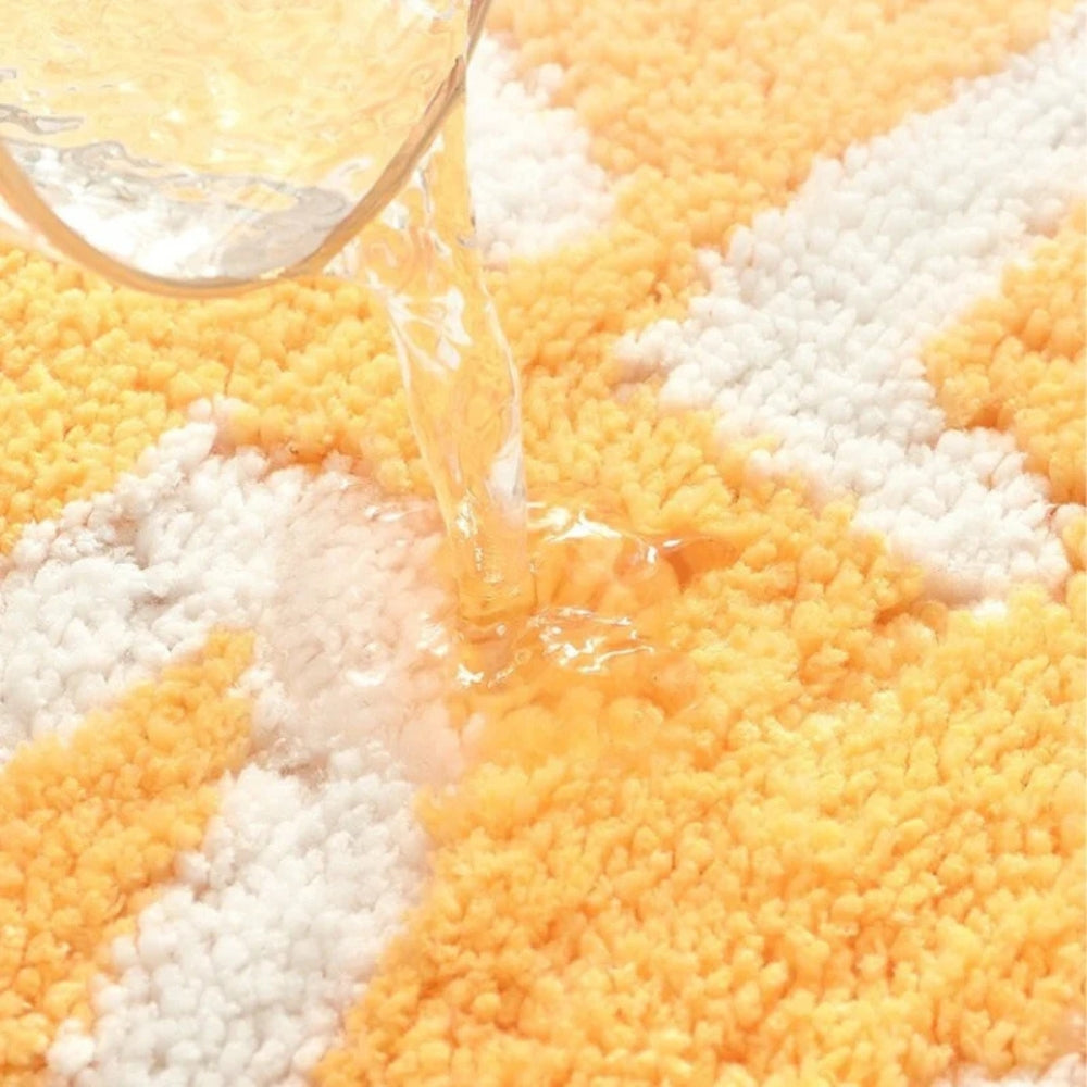 Lemon Delight Non-Slip Bath Mat - 55x63 cm Cotton Microfiber