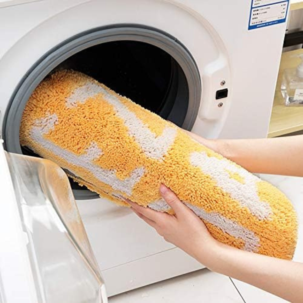 Lemon Delight Non-Slip Bath Mat - 55x63 cm Cotton Microfiber