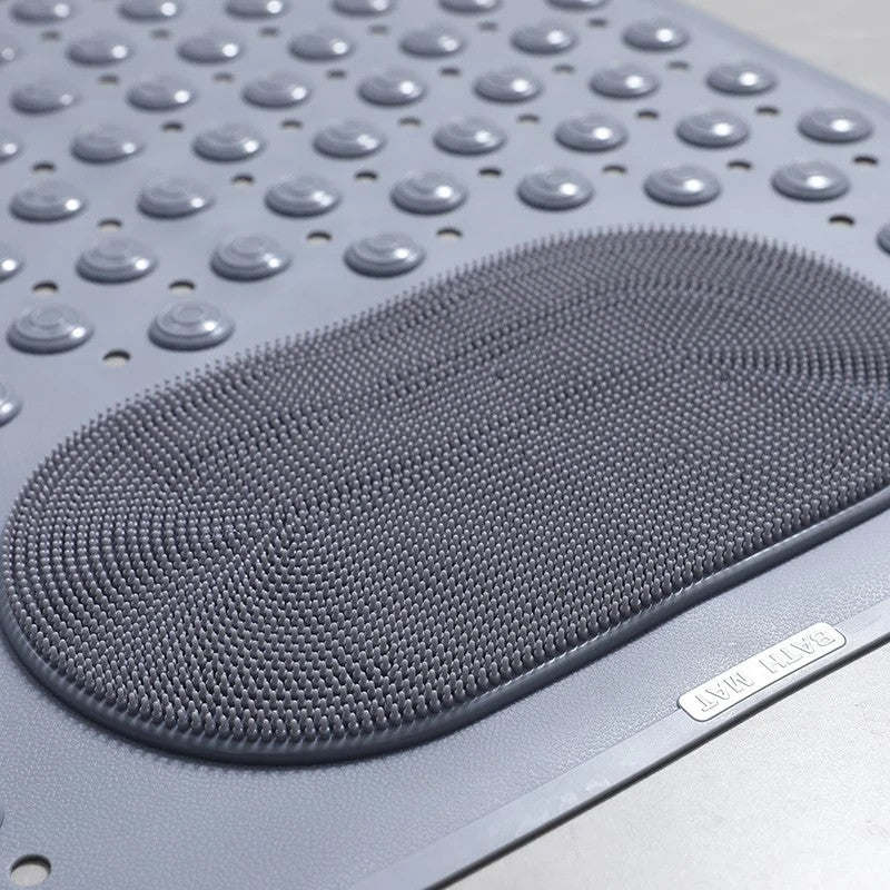 ComfortSafe Bath Mat with Integrated Foot Scrubber and Quick-Dry Design