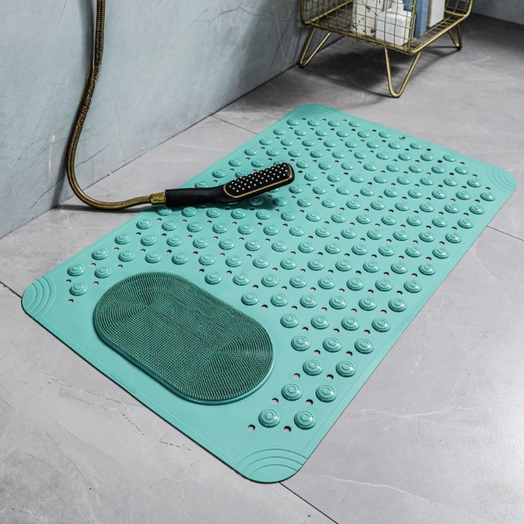 ComfortSafe Bath Mat with Integrated Foot Scrubber and Quick-Dry Design
