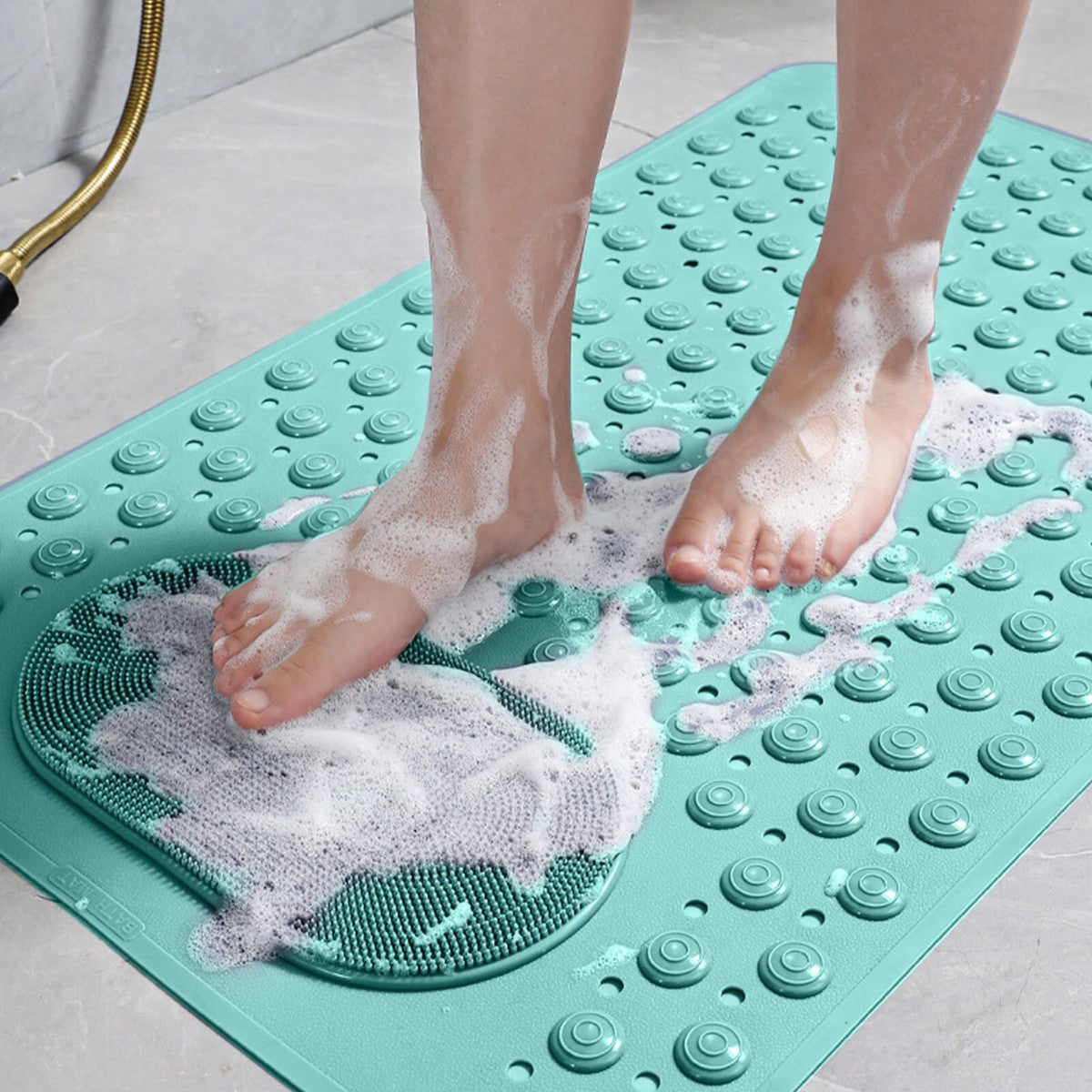 ComfortSafe Bath Mat with Integrated Foot Scrubber and Quick-Dry Design