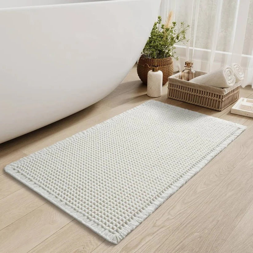 Textured Water-Absorbent Bath Mat with Non-Slip Base