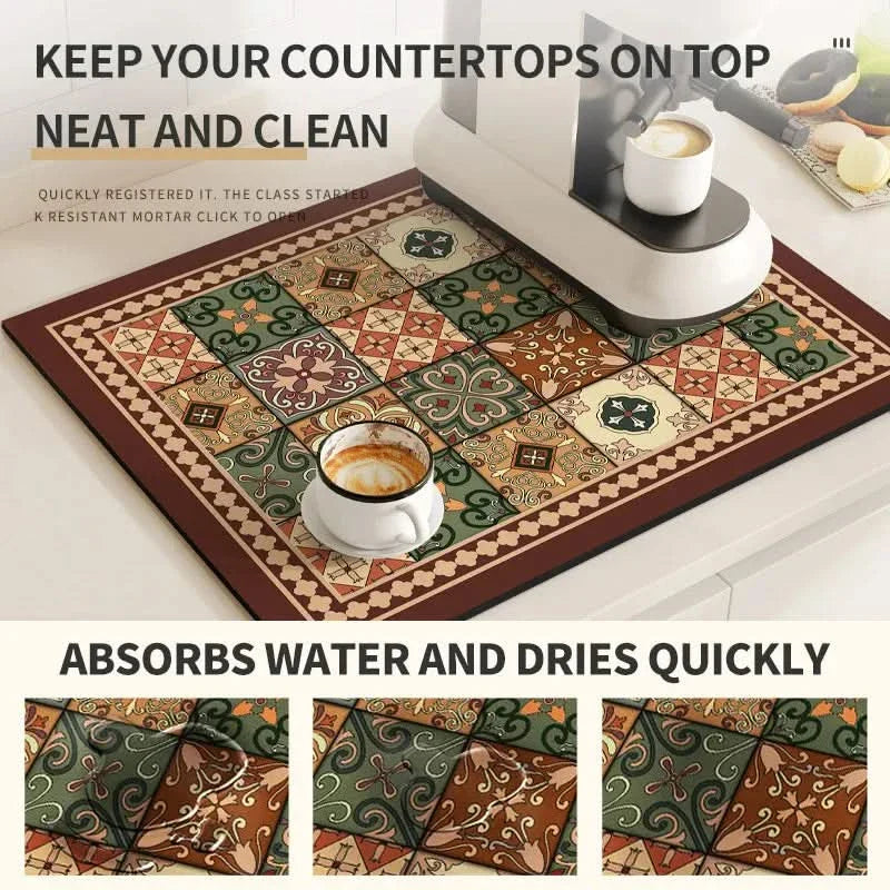 Vintage Coffee Machine Mat for Kitchen Countertop Safety