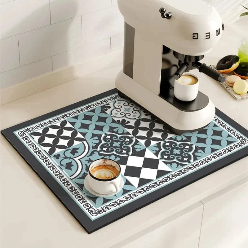 Vintage Coffee Machine Mat for Kitchen Countertop Safety