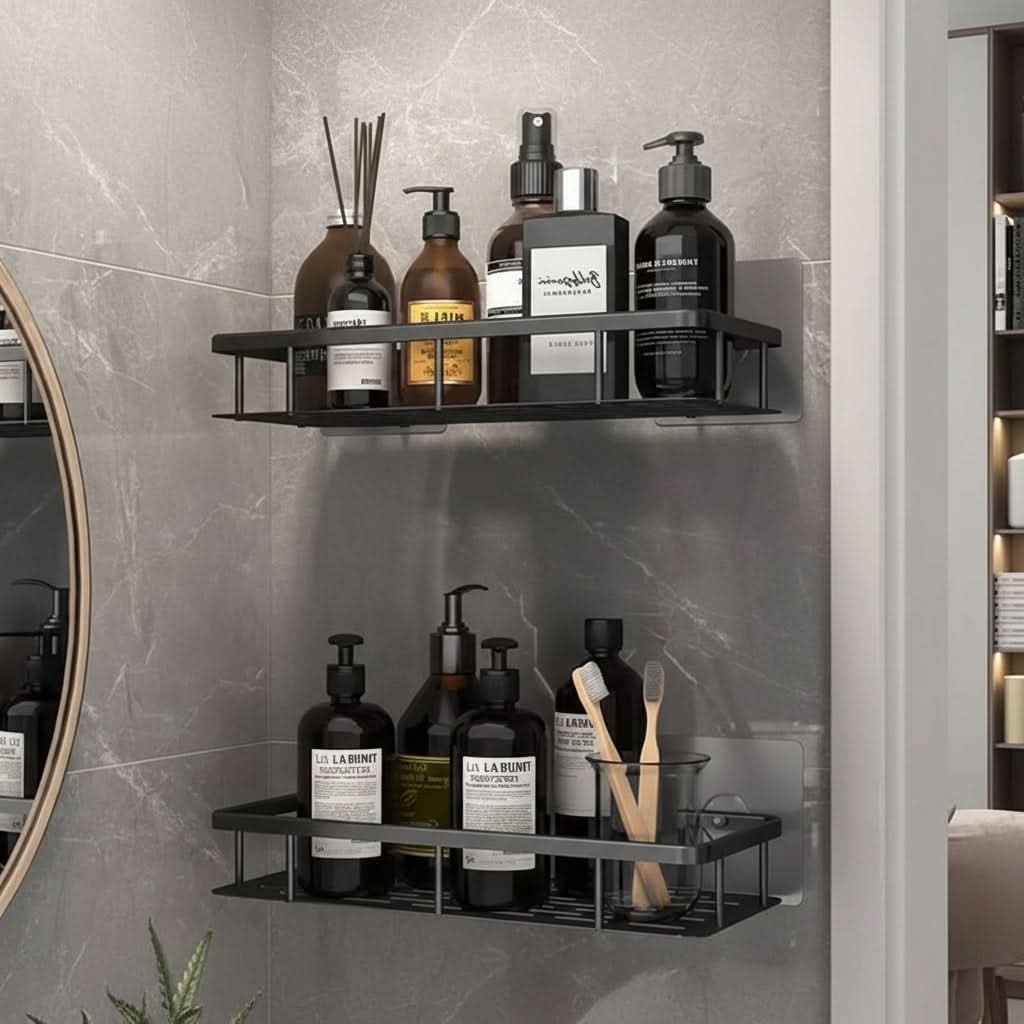 Adhesive Shower Organizer Shelf for Easy Bathroom Storage