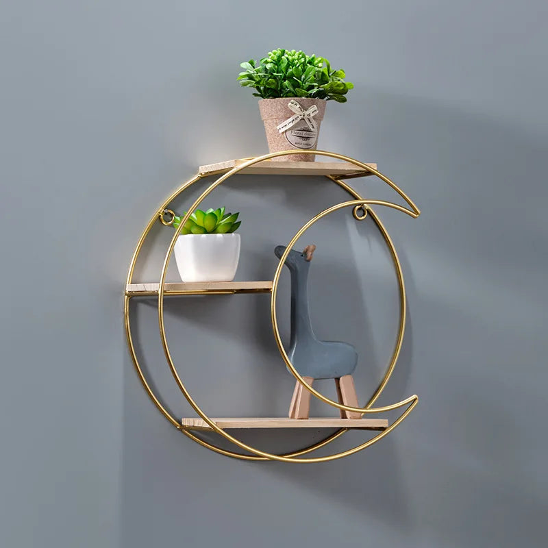 Elegant Dual-Circle Floating Shelf for Stylish Wall Storage