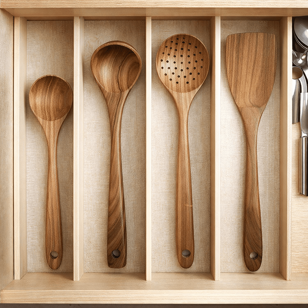 Wooden Kitchen Utensil Set for Everyday Cooking – Gentle Use Tools