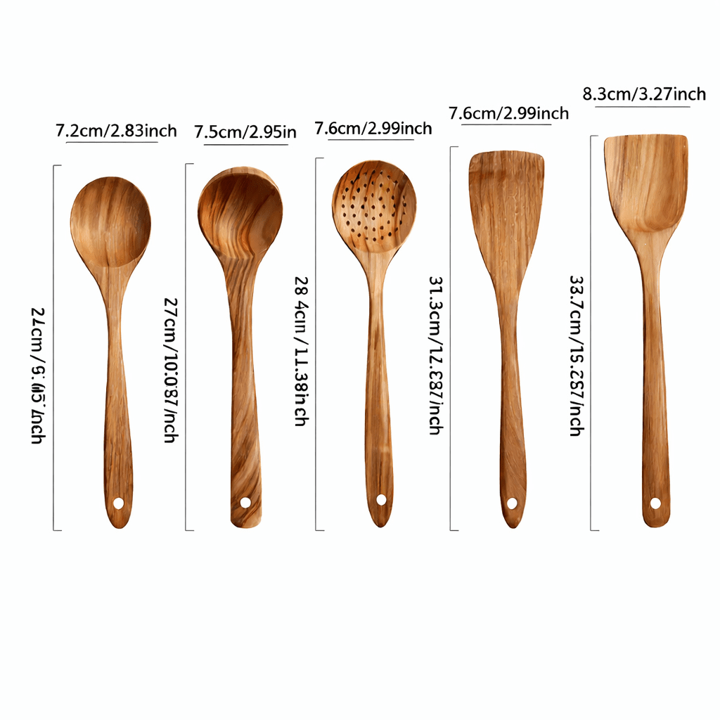 Wooden Kitchen Utensil Set for Everyday Cooking – Gentle Use Tools
