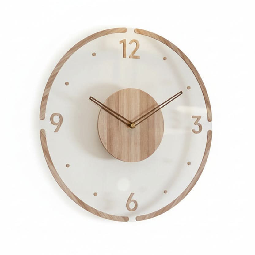 Nordic Minimalist Wooden Wall Clock with Silent Quartz Movement