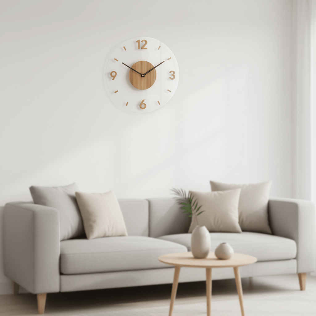 Nordic Minimalist Wooden Wall Clock with Silent Quartz Movement