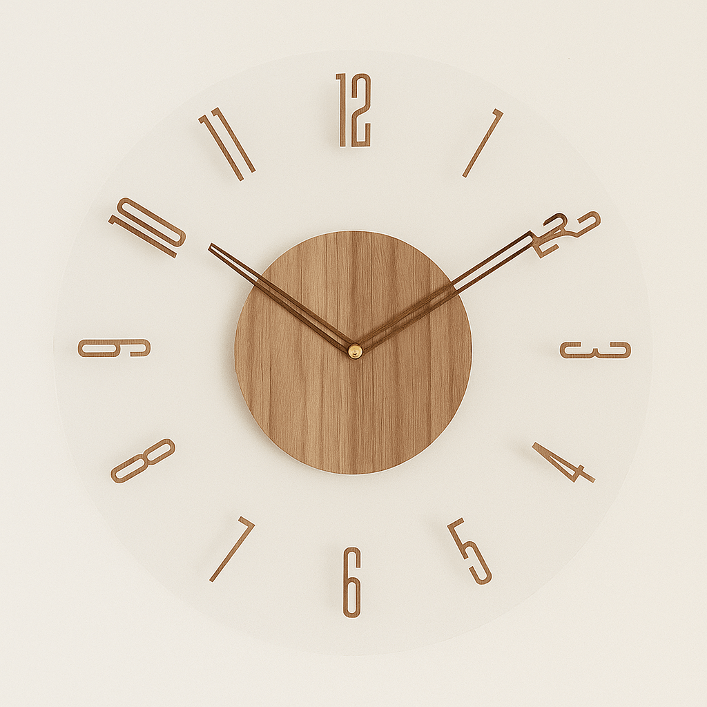 Nordic Minimalist Wooden Wall Clock with Silent Quartz Movement