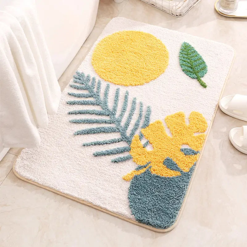 Textured Leaf Design Bath Mat with Non-Slip Grip