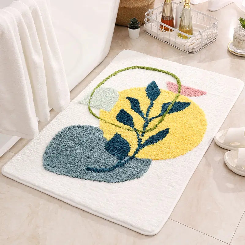 Textured Leaf Design Bath Mat with Non-Slip Grip