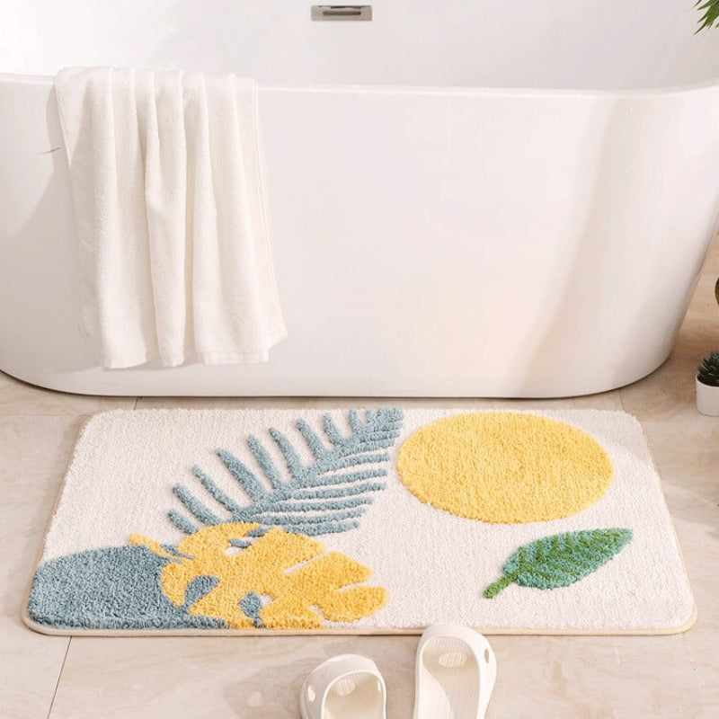 Textured Leaf Design Bath Mat with Non-Slip Grip