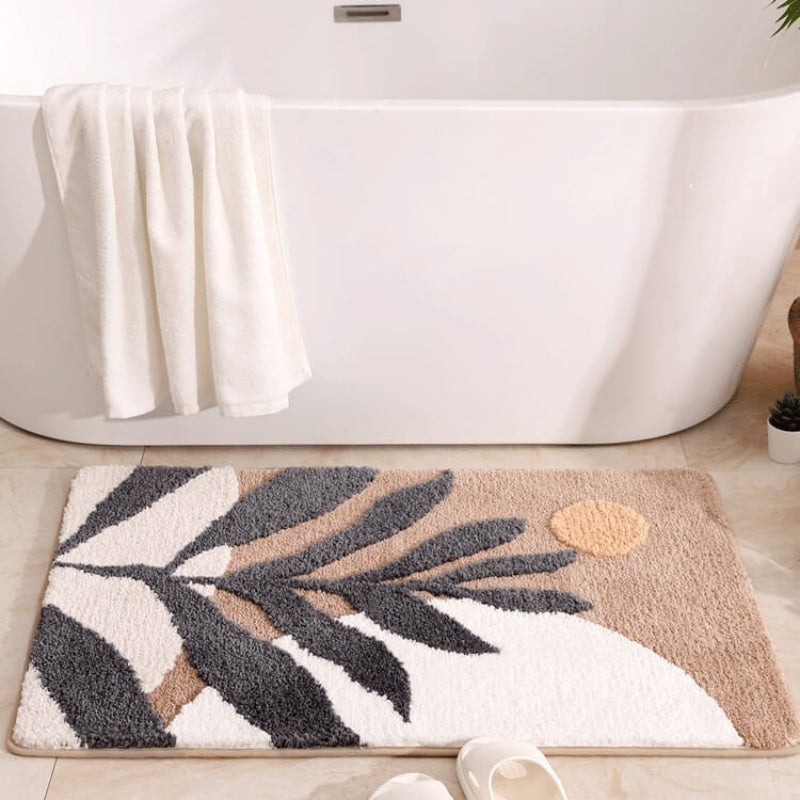 Textured Leaf Design Bath Mat with Non-Slip Grip