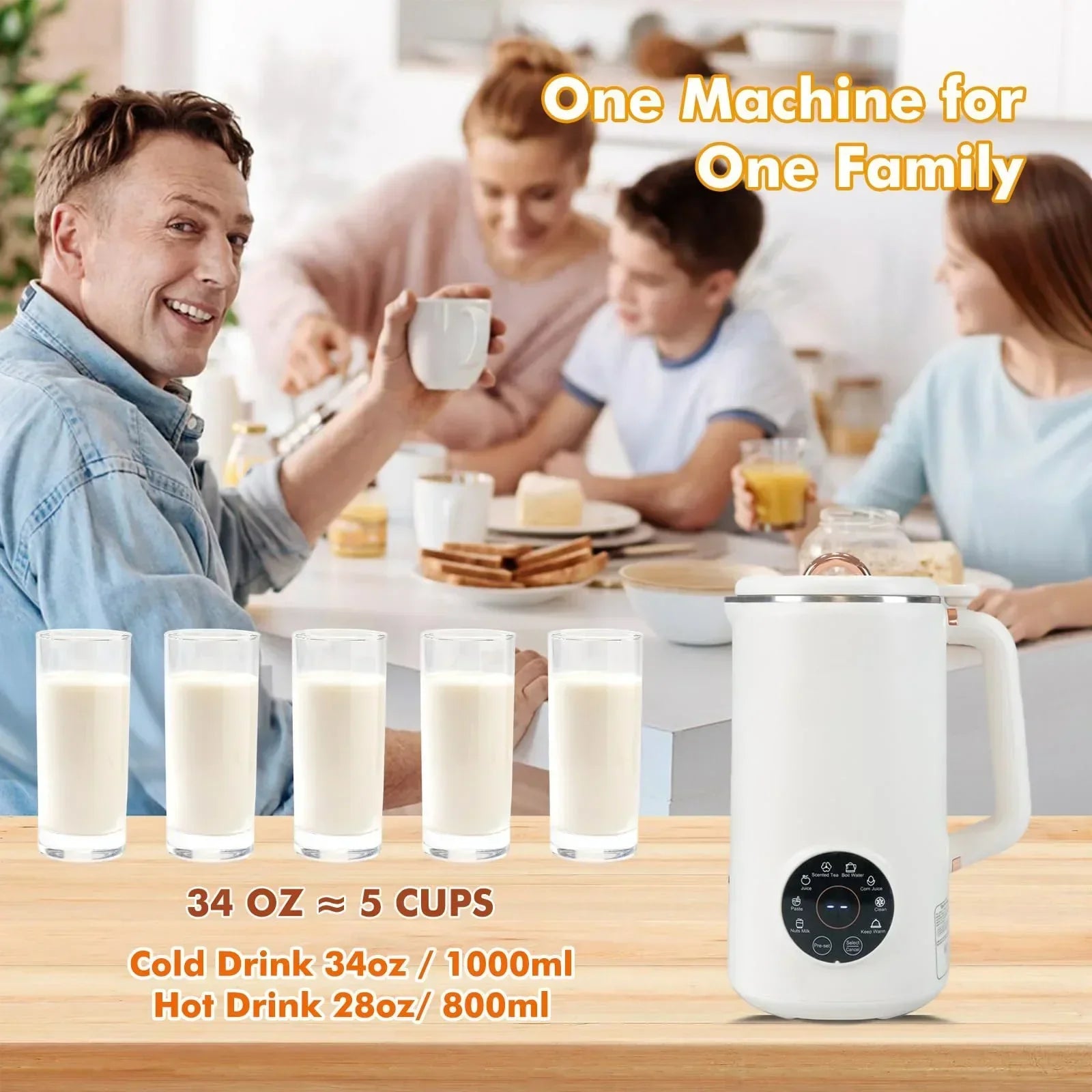 PlantPure 8-in-1 Automatic Dairy-Free Beverage Maker - 1000ml