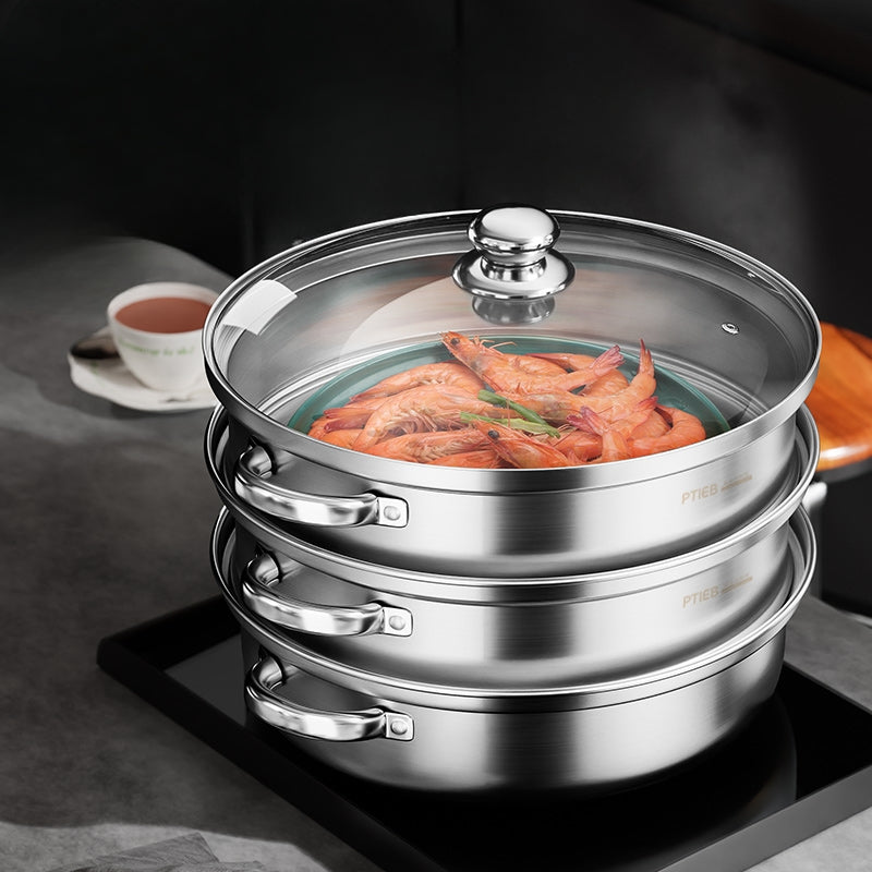 HealthyChef 3-Tier Stainless Steel Steamer for Effortless Cooking