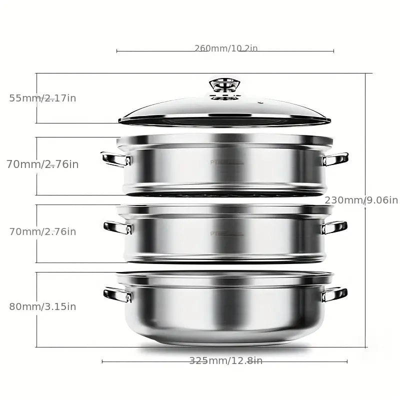 HealthyChef 3-Tier Stainless Steel Steamer for Effortless Cooking