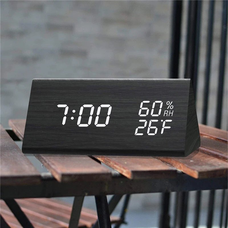 Elegant Wooden Clock with Temperature Readout and Adjustable Brightness