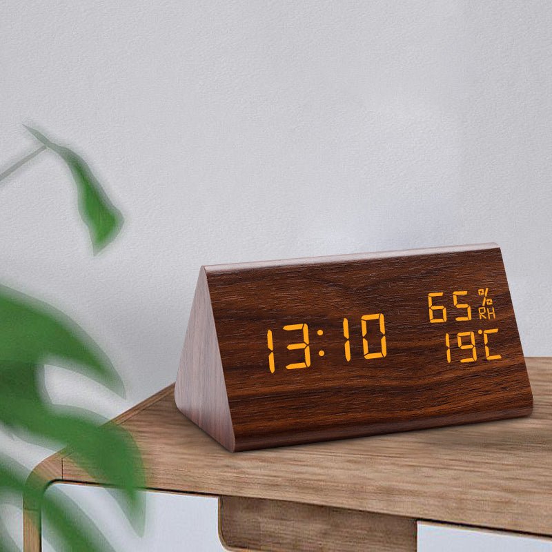 Elegant Wooden Clock with Temperature Readout and Adjustable Brightness
