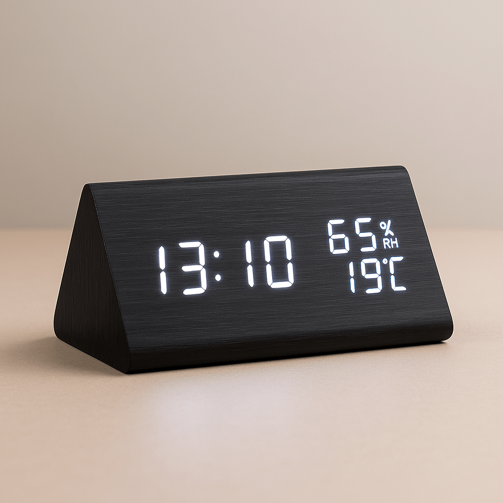 Elegant Wooden Clock with Temperature Readout and Adjustable Brightness