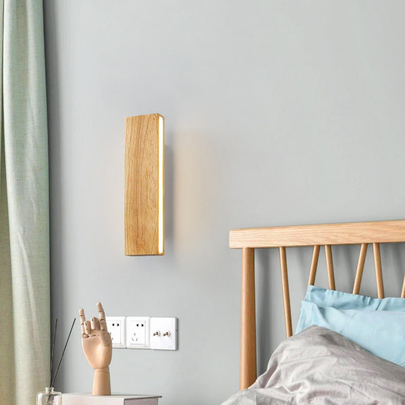 NatureGlow Solid Wood LED Wall Fixture – Minimalist Charm