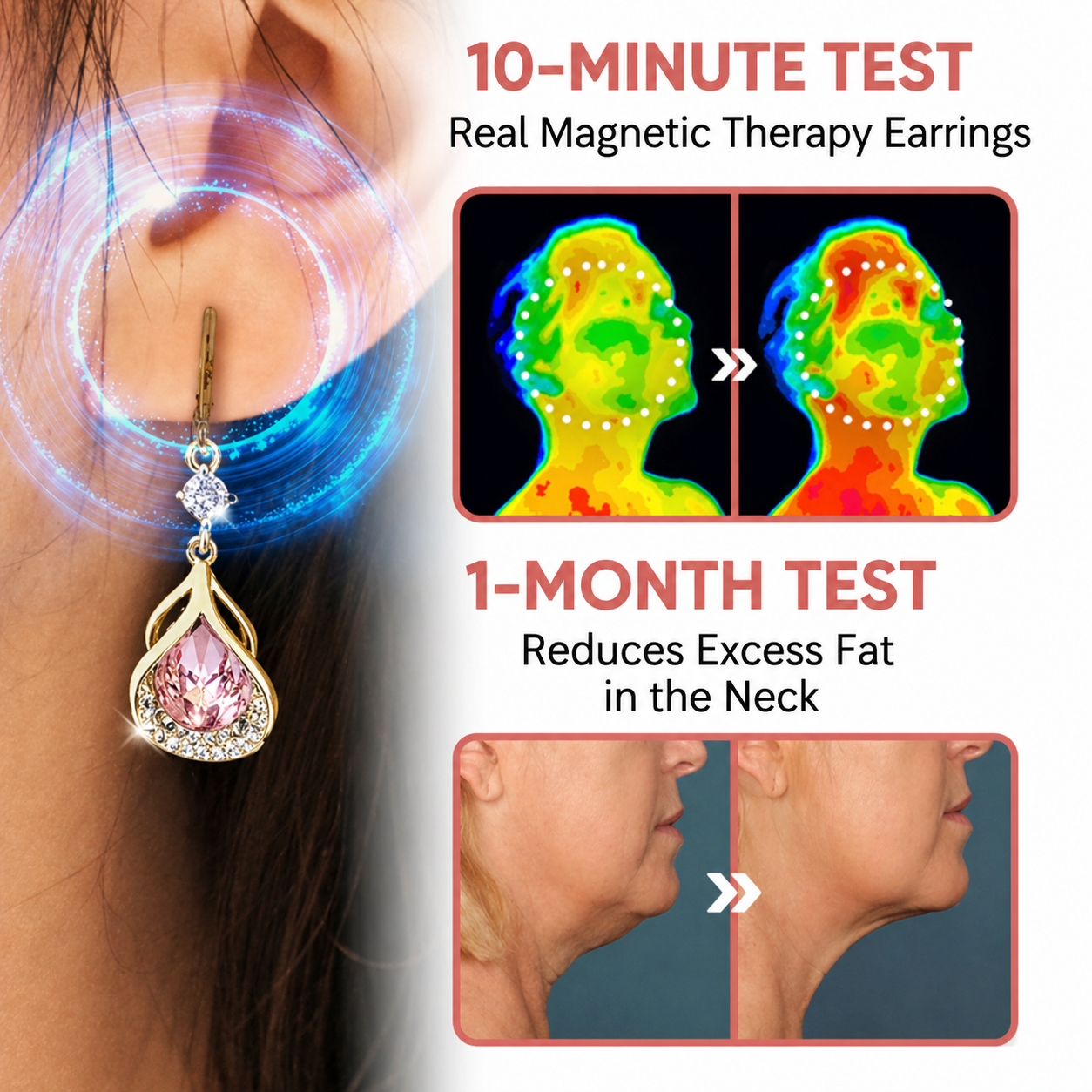 Magnetic Earrings with Germanium and Garnet - Vitality Boost