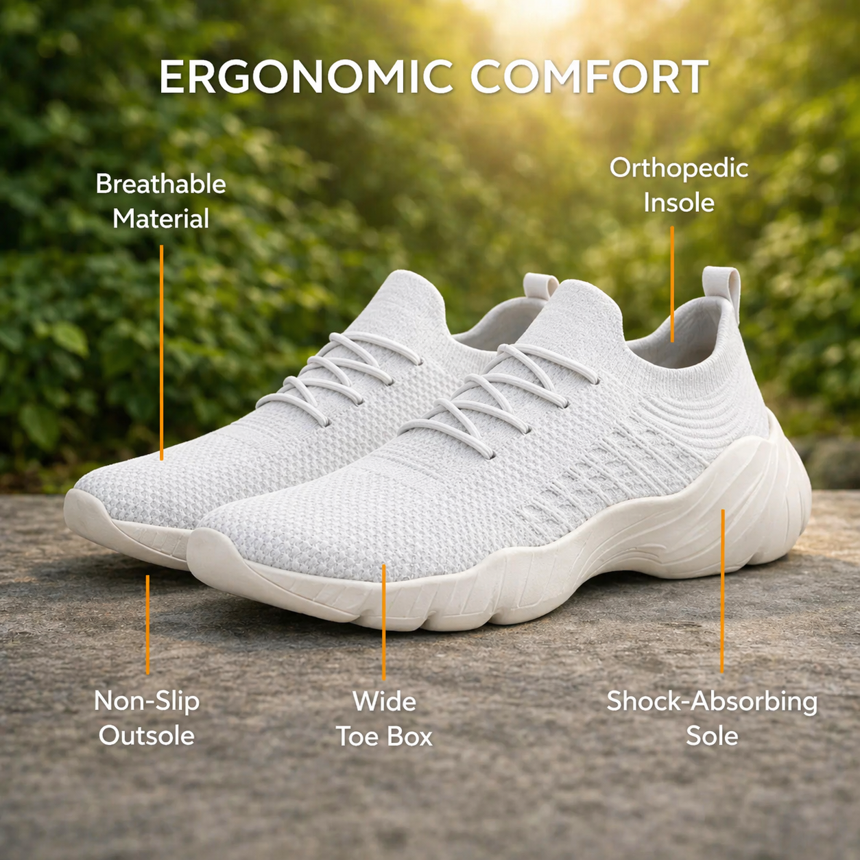 Orthopedic Footwear with Wide Toe Box and Gel Cushioning