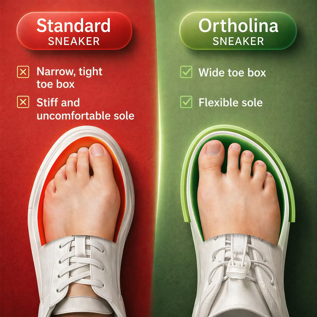 Orthopedic Footwear with Wide Toe Box and Gel Cushioning