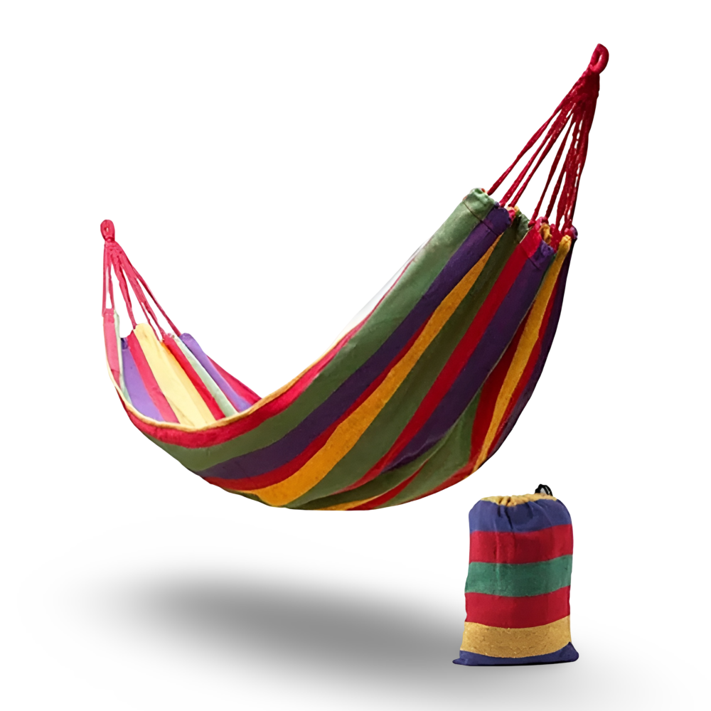Breathable Cotton Camping Hammock with Ropes and Carry Bag