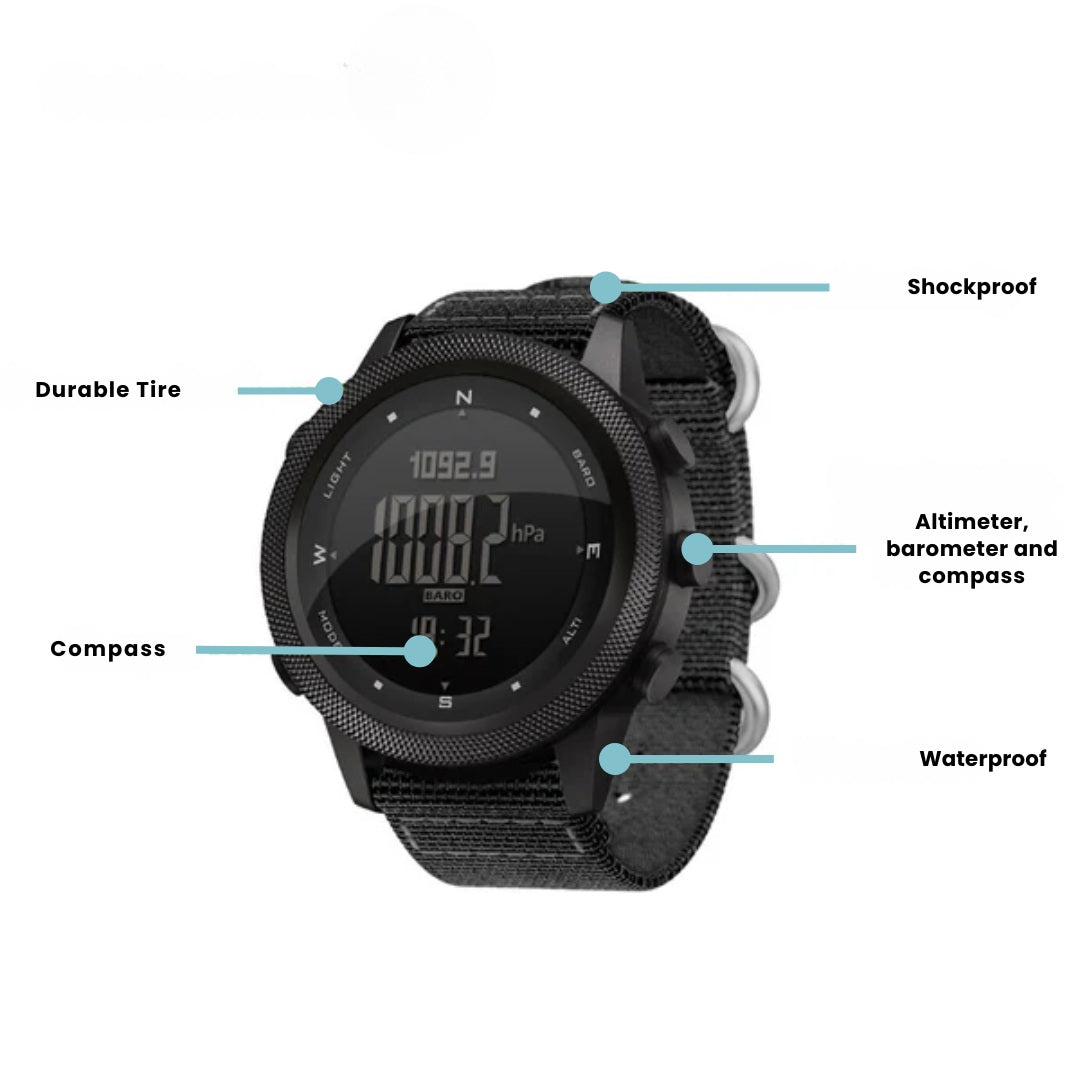 Adventure-Ready Waterproof Sports Watch with Altimeter & Compass