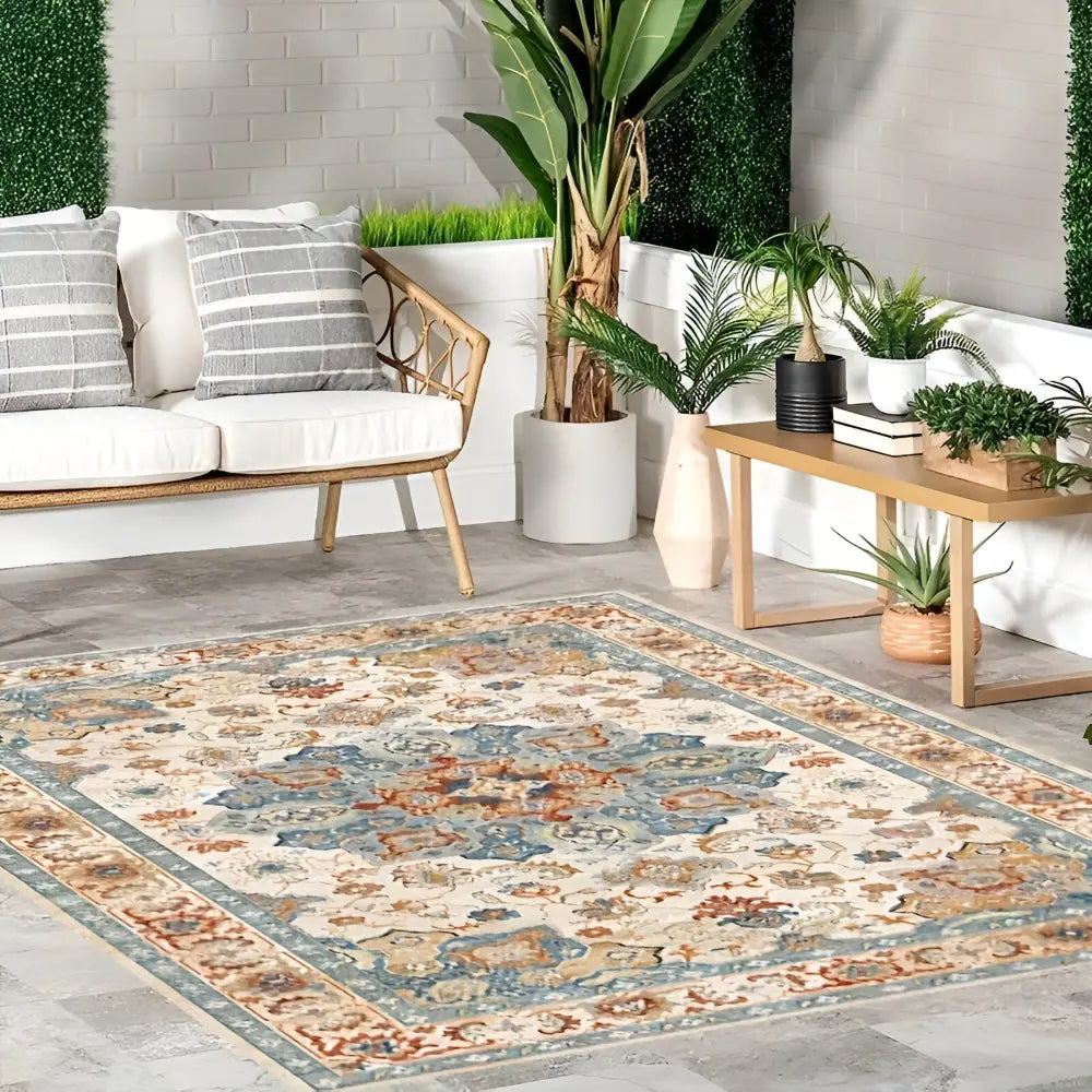 Nordic Style Outdoor Rug with Non-Slip PVC Backing